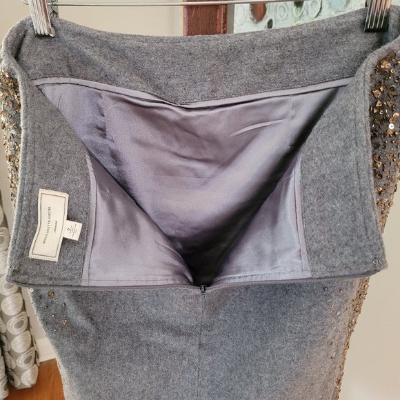 Moulinette Soeurs Anthropologie Grey Wool Blend Sequined Skirt US 6 - Picture 8 of 10